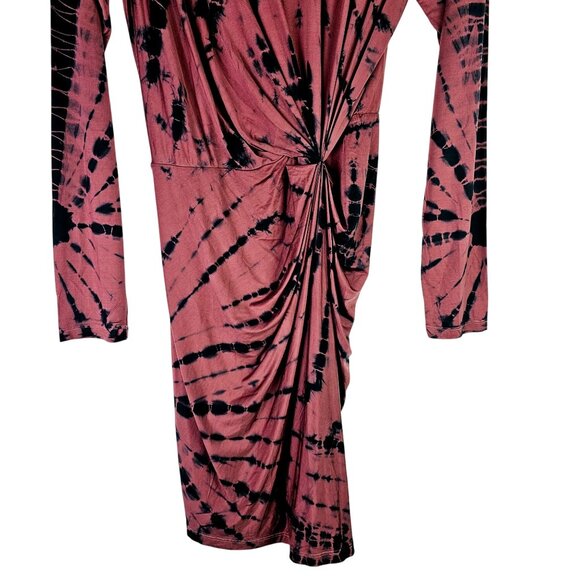 Young Fabulous & Broke Yarro Dress Tie Dye VEGAN Silk Waterfall Cinched Waist, M - Picture 3 of 9